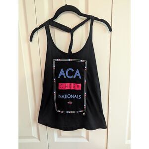 NWT Varsity ACA All Star Cheer Nationals black tank top YL twist back